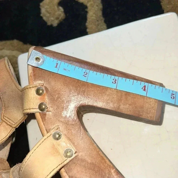 Bed Stu Women’s Melissa Distressed Tan Leather Rustic White 7.5 Platform Sandals - Picture 11 of 14
